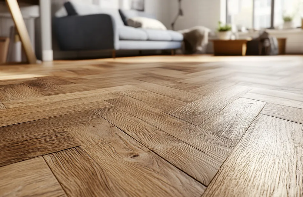 Holzdielen im Wohnzimmer vom Tischler verlegt